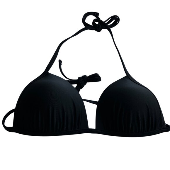 Aerie triangle halter neck tie back bikini top black size S small - Picture 2 of 5